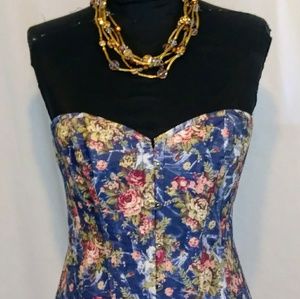 Floral Denim Corset